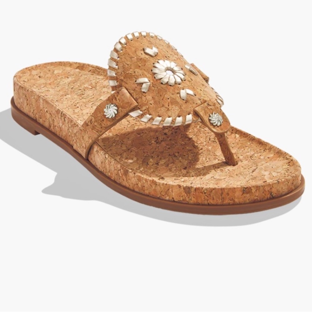 Jack Rogers Collins cork soles sandal metallic goldNWOT size 9.5